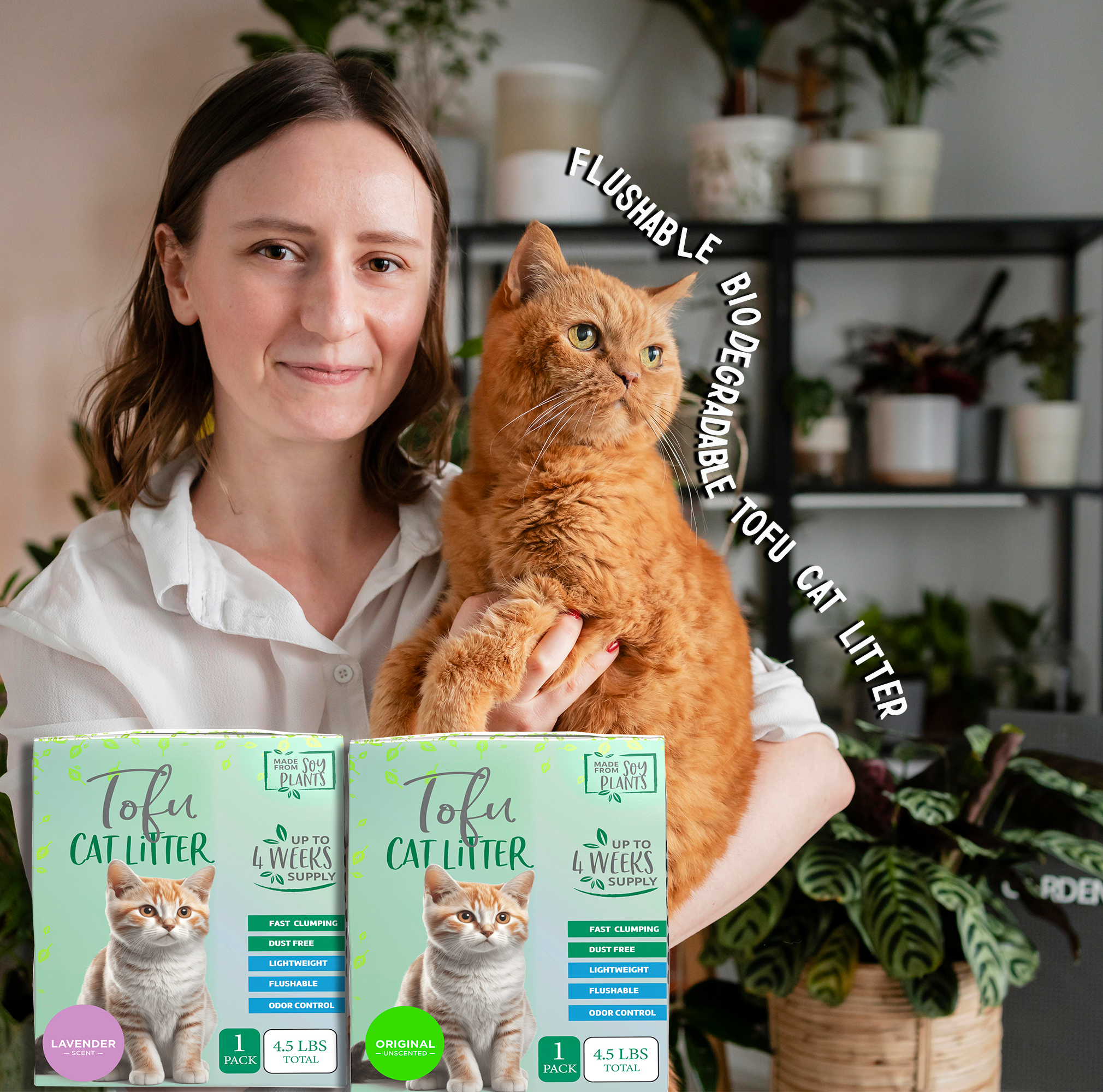 flushable, biodegradable tofu cat litter